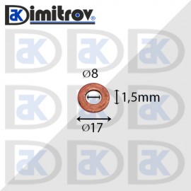 Дифтунга Ø  8 х Ø 17 х 1,5 mm медна
